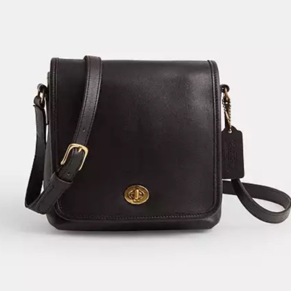 Coach Vintage Y2K Black Leather Companion Flap Crossbody Shoulder Bag $440